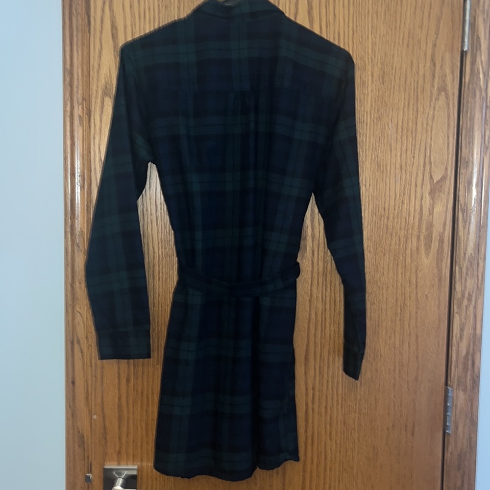 Abercrombie & Fitch Green Plaid Shirt Dress w/ Tie Waist - Picture 4 of 4
